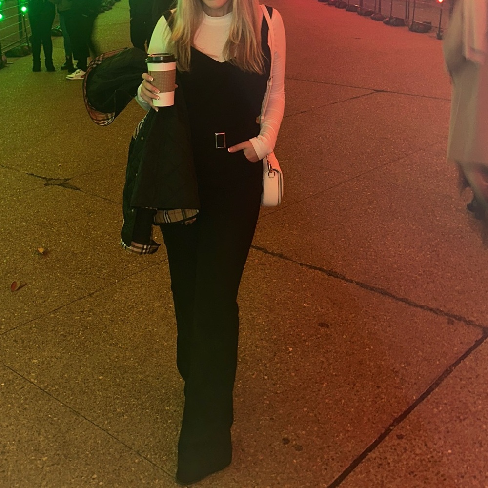 Black denim jumpsuit